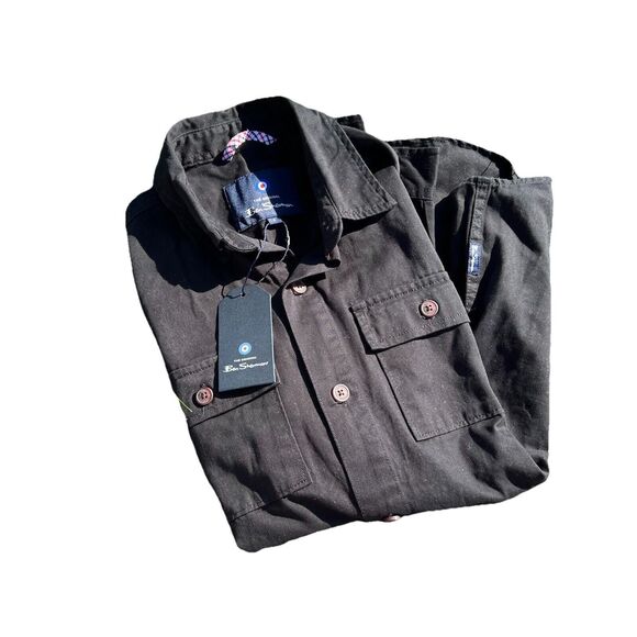 Ben Sherman NWT Mens Small Thick Cotton Button Shirt LS Black BS33LW250 NWT$109 - Picture 1 of 11